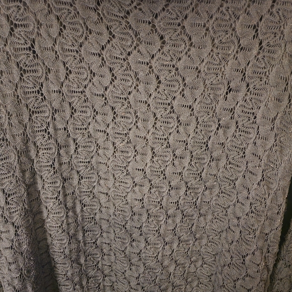 Forever 21 Boho lined Crochet MIni Dress Bell Sleeve Fringed Hem Large - Picture 2 of 7